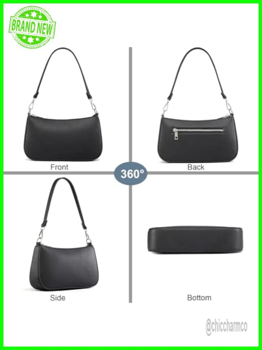 PU Leather Hobo Shoulder Bag Removable Strap Crossbody Purse
